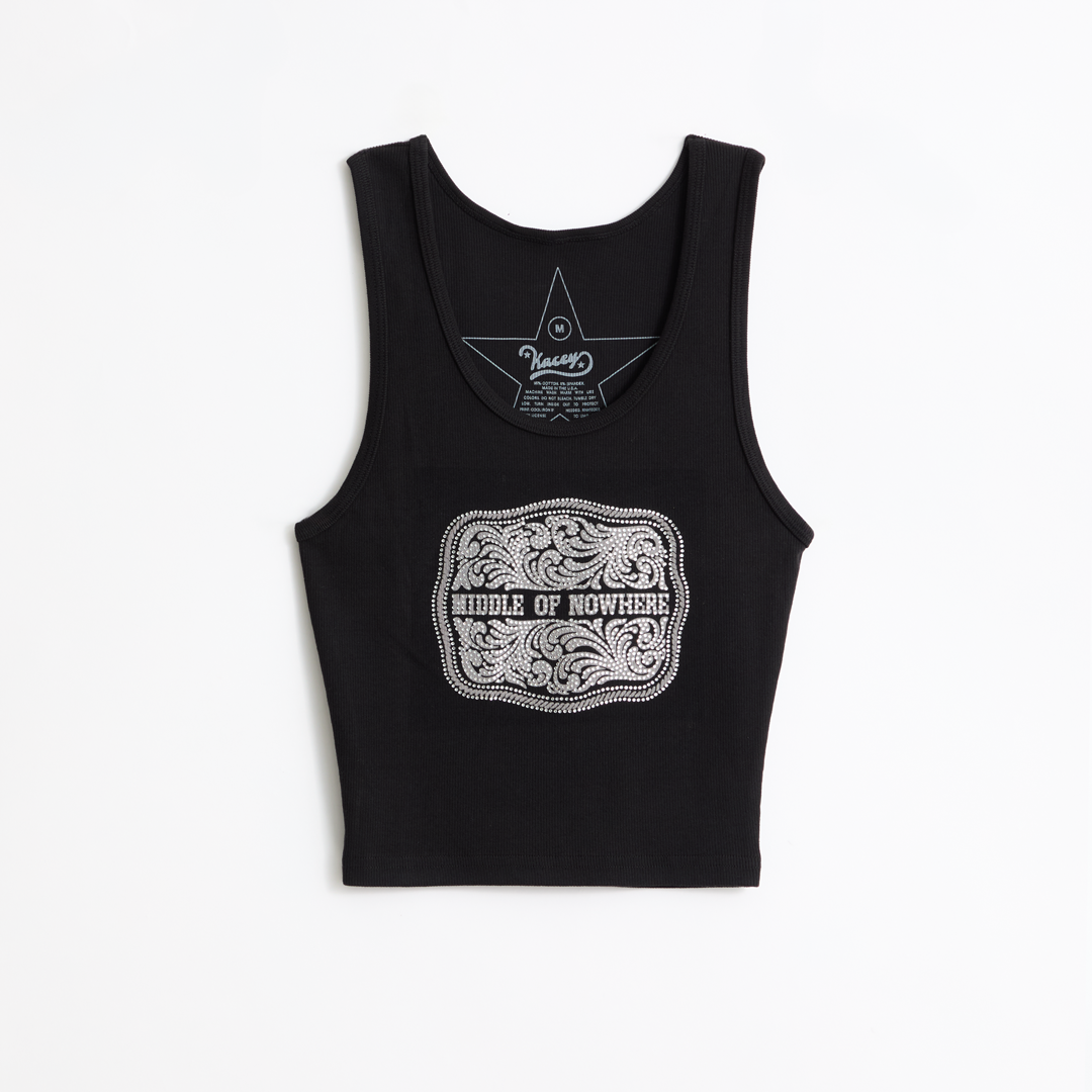Bedazzled Buckle Tank (Black)