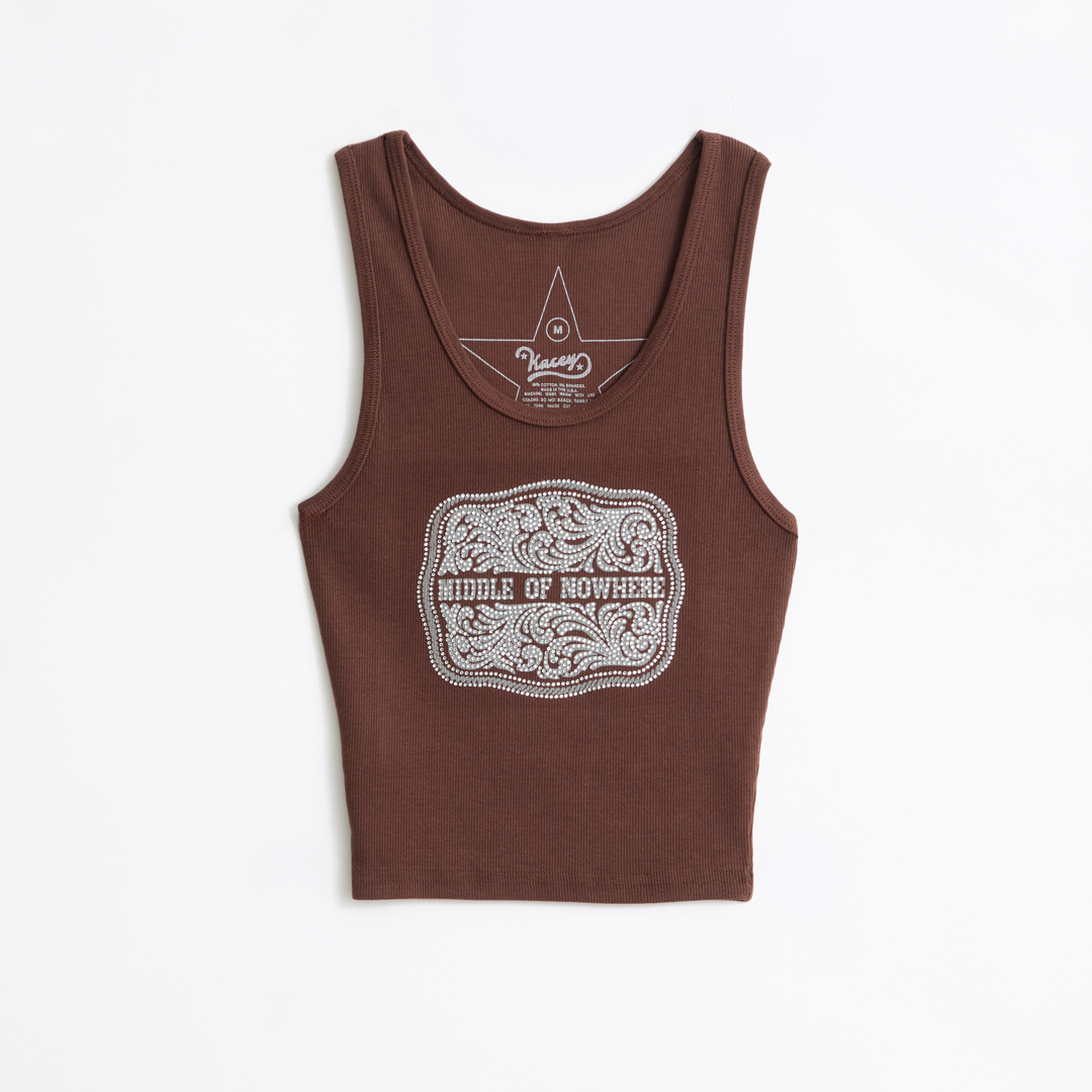 Bedazzled Buckle Tank (Brown)